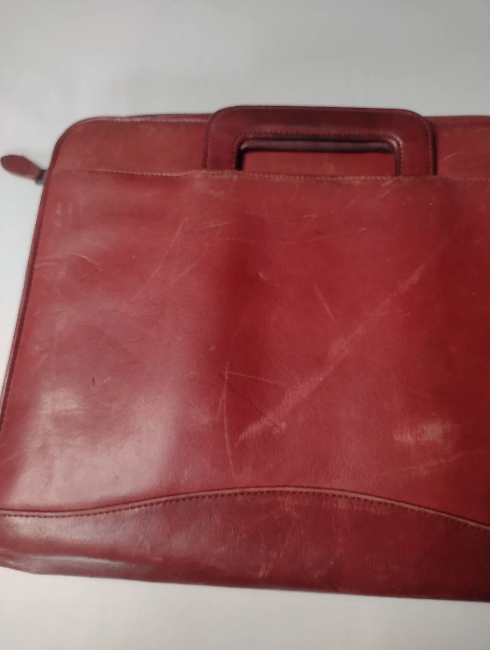 SCULLY 3-Ring Zip Red Distressed Leather Binder Planner Organizer Briefcase A12